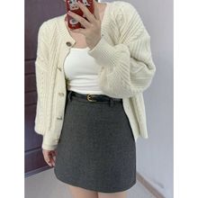 大码灰色毛呢a字半身裙女2025秋冬新款小个子加厚高腰包臀裙短裙