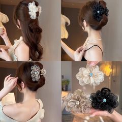 新しいふわふわフラワーバッドミディアムグリップハイエンドヘアピン女性用 2025 ジュエリー絶妙な後頭部クリップ帽子
