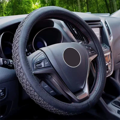 Steering wheel cover | car handle cover car non-slip - old-ice-silk-black-38cm