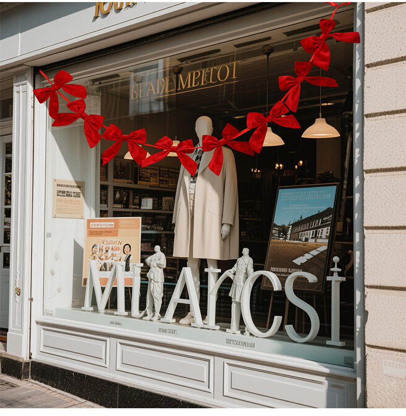 Christmas Bow Bunting Garland – Decorative Holiday Banner For Trees, Windows & Festive Displays_voghion.com