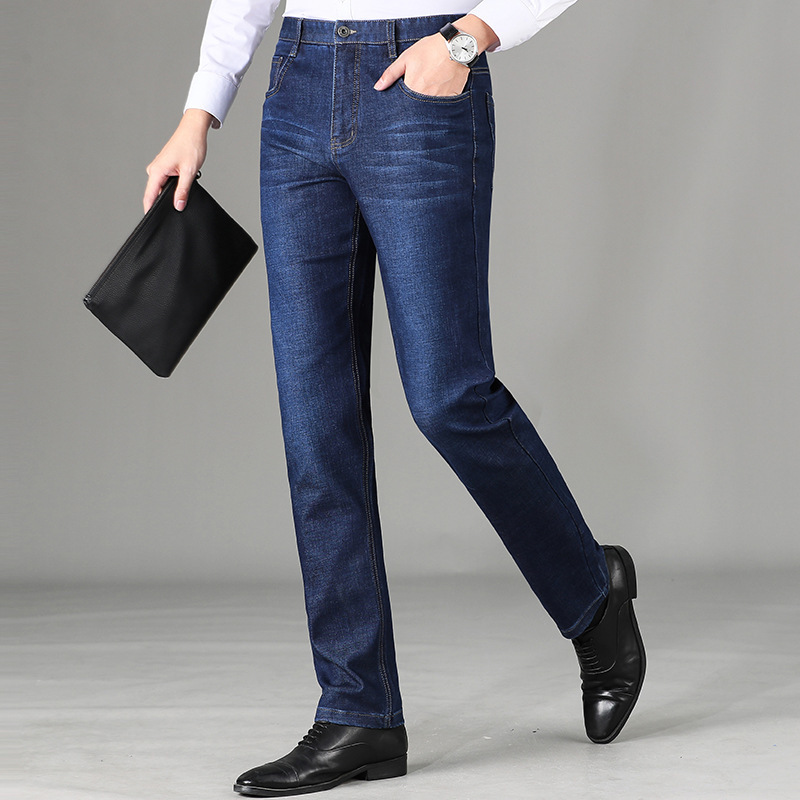 Men's Luxury Jeans for Autumn and Winter 2025, Thick Fashion Brand Straight-Leg Loose Business Casual Pants