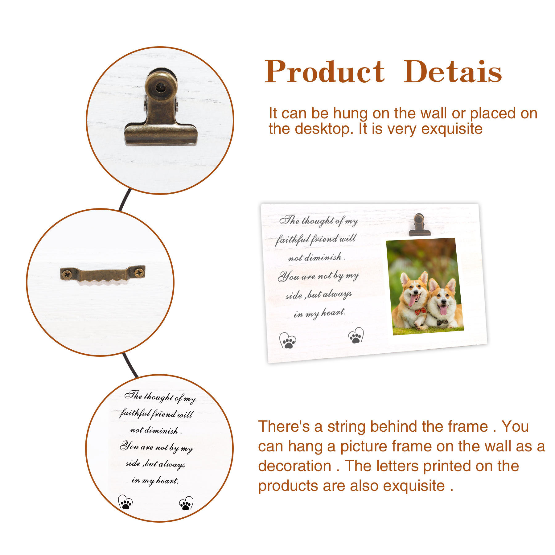 Transfronterizo de madera mascota gato perro Paulownia madera angustiada marco de fotos conmemorativo perro gato de madera marco de fotos conmemorativo