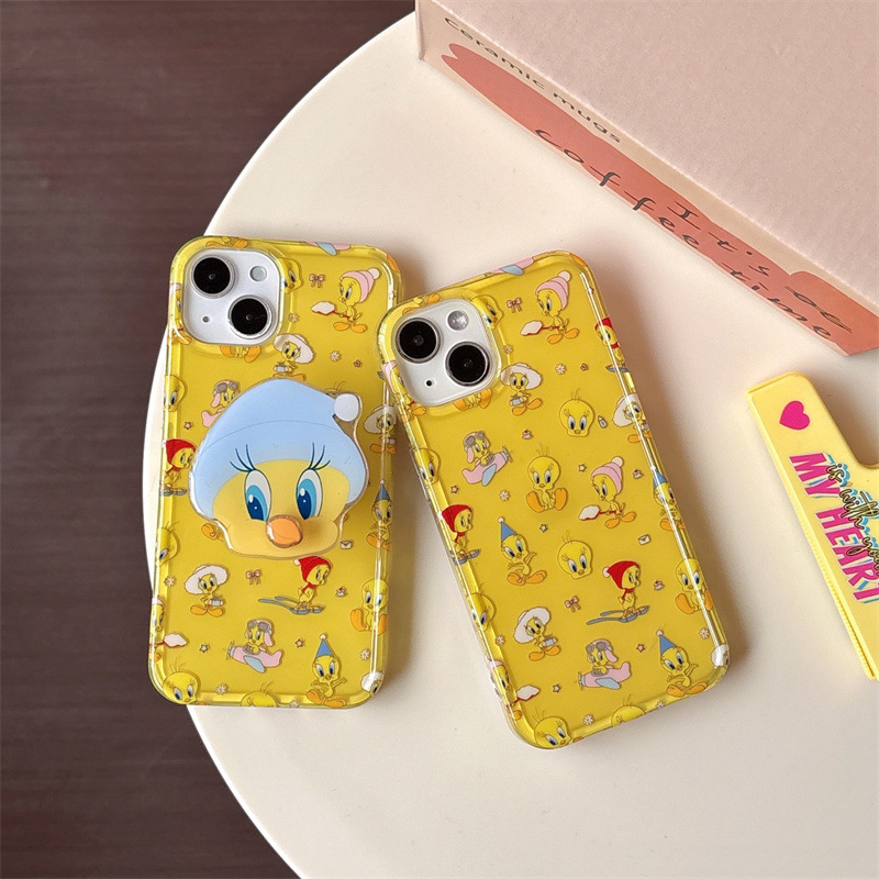 Dibujos animados lindos japoneses y coreanos pantalla completa patito amarillo adecuado para Apple 15/16promax creativo 14pro celebridad de Internet 15/16p