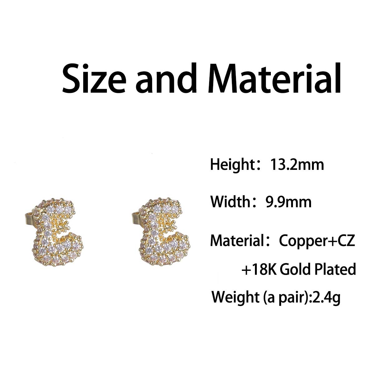6g Weight Copper Ear Needle Material Ear Studs Classification 1 Pair Quantity Daily Occasion Copper Material Letter Pattern All Seasons Season Women's Gender Plating Design Classic Style Style 1 Pair Classic Style Letter Plating Copper Ear Studs 5