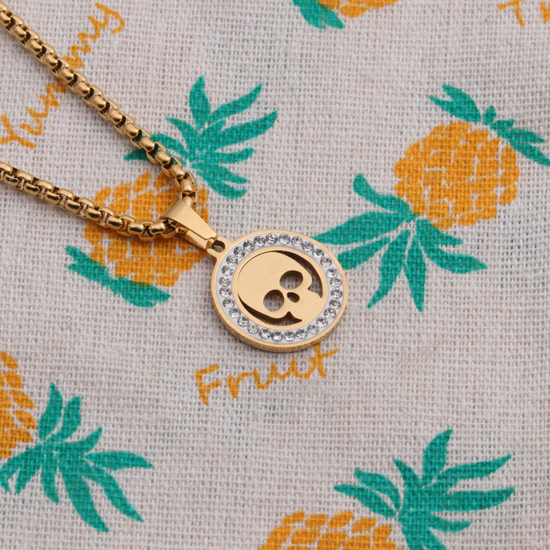 Unisex Gender Jewelry New Products Full Of Diamond Skull Pendant Necklace