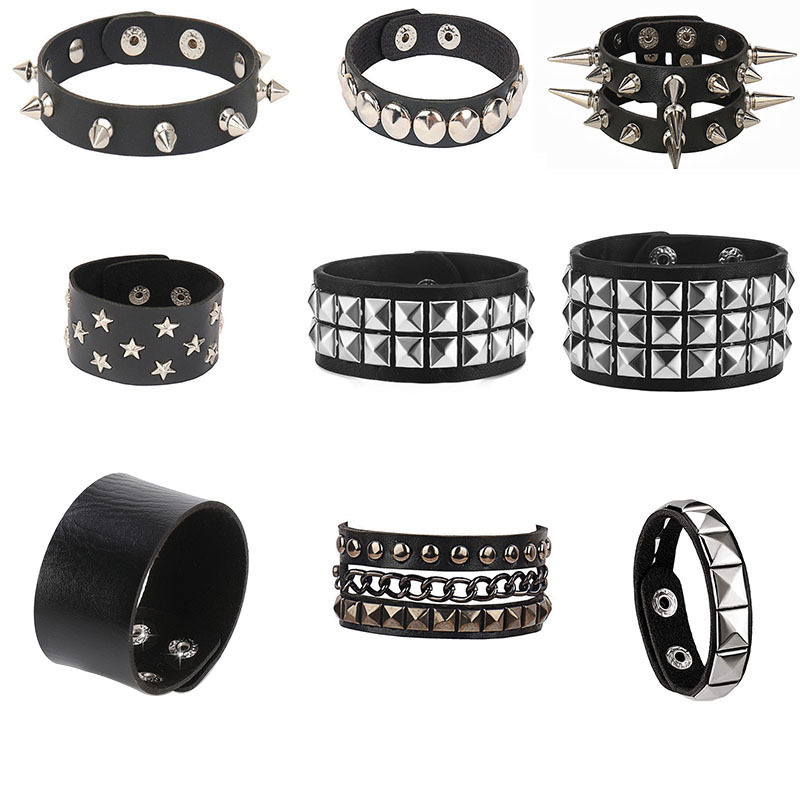 Cross-border European and American punk street nightclub sexy rivet bracelet suit PU leather ins couple bracelet bracelet jewelry