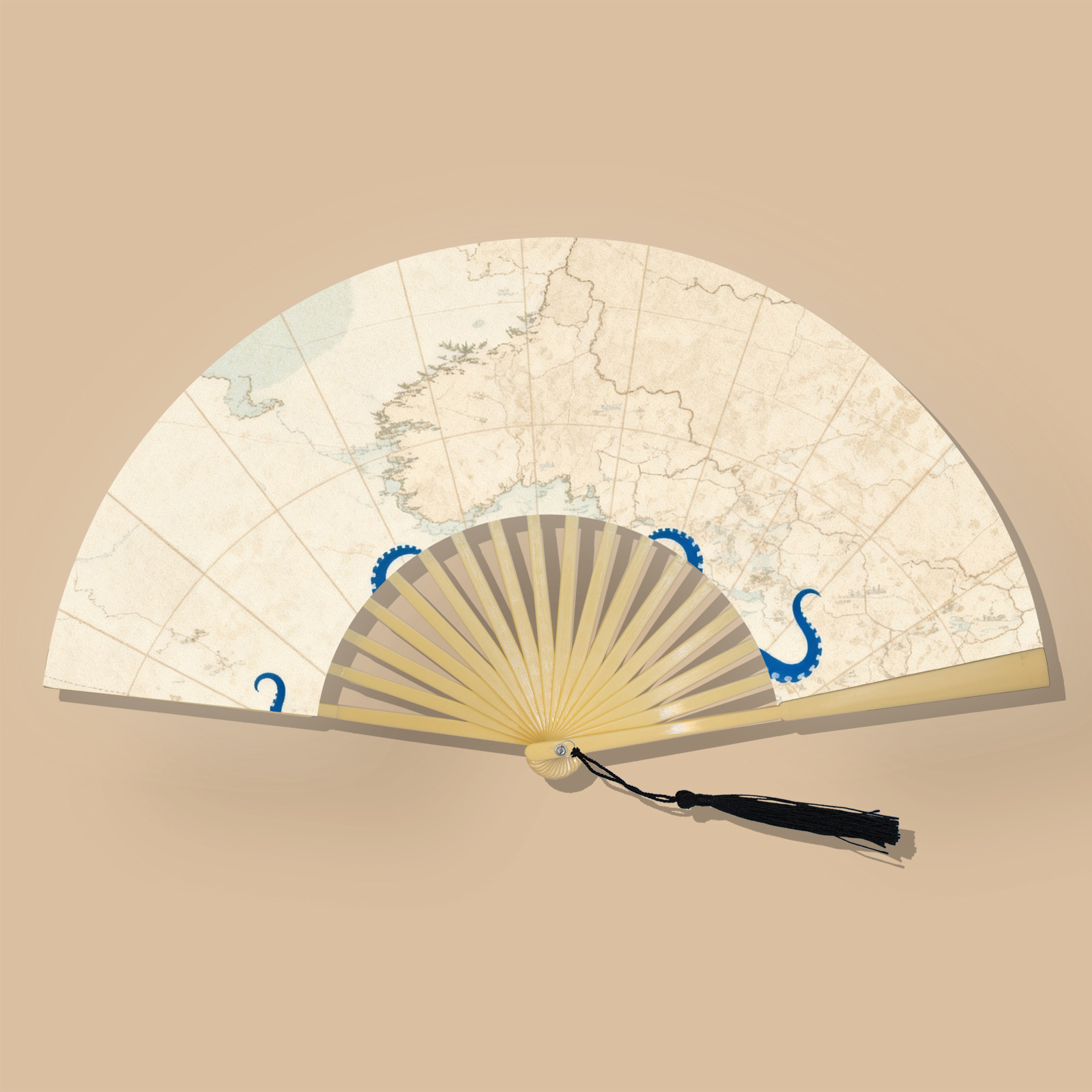 Abanico Plegable Artesanal de Poliéster y Plástico, para Hanfu y Eventos image 16