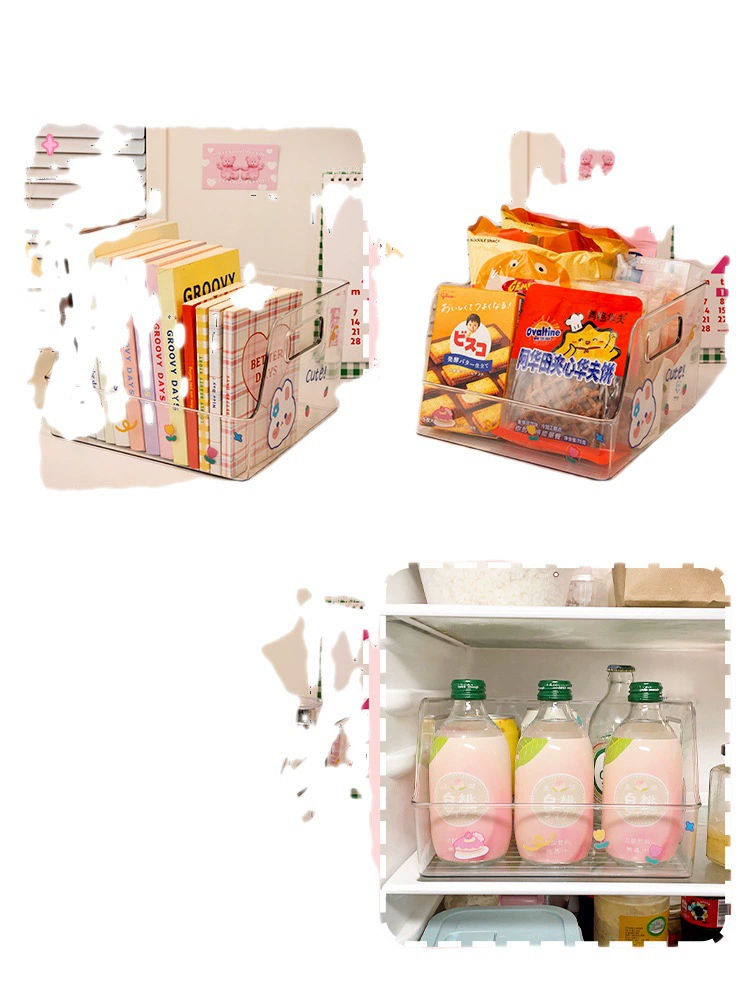 Acrylic transparent book storage box Small students put book shelf desktop desktop desk reconstruction supplies full set