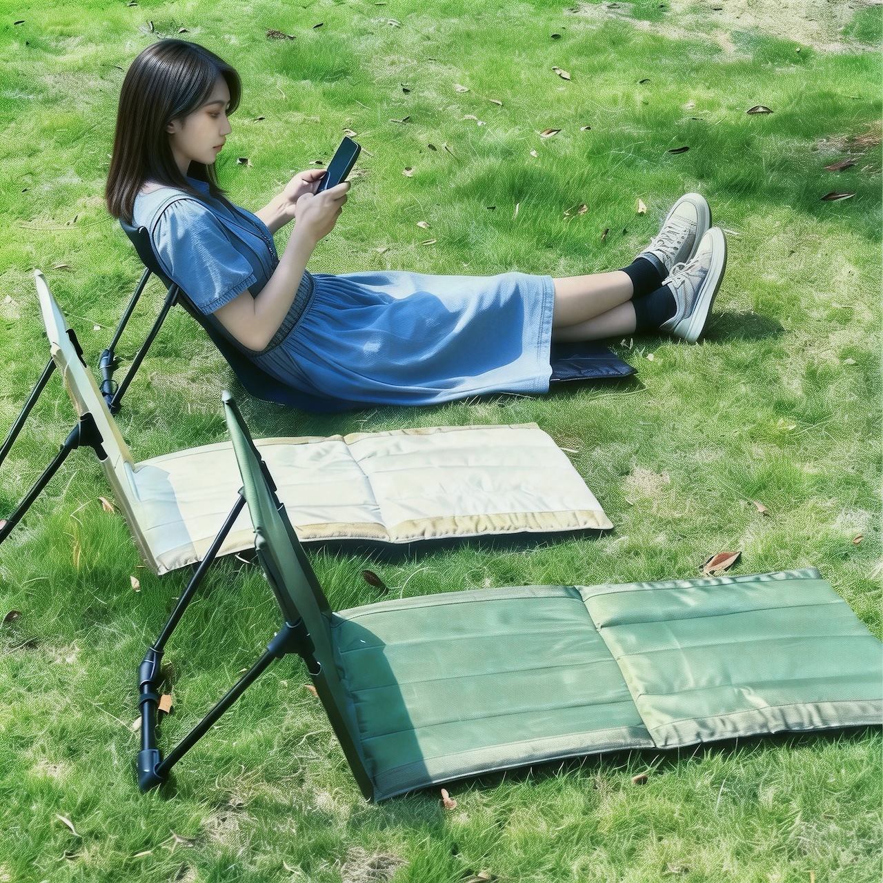 silla plegable alargada al aire libre de aluminio barra de soporte silla de césped camping picnic silla de césped de playa perezosa portátil