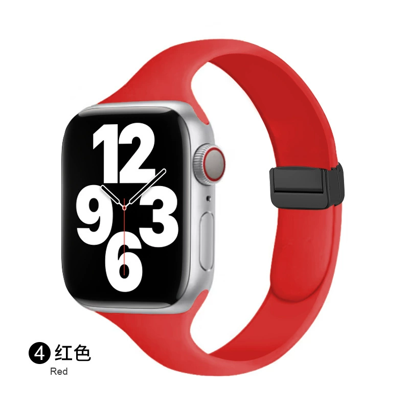 Совместимый ремешок Apple Watch всей линейки, можно использовать 14 мм магнитную складную застежку, силиконовый ремешок для маленькой талии Apple