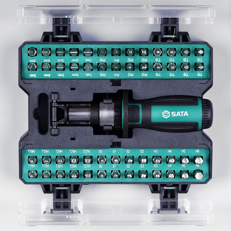 SATA 05491 conjunto de tornillo de trinquete doméstico en forma de cruz con múltiples conjuntos de cabeza