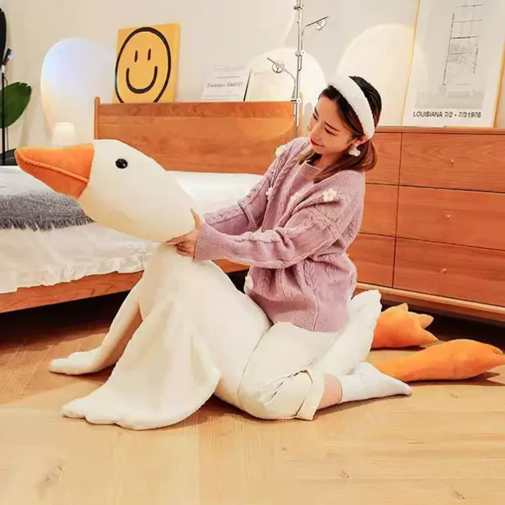 网红同款爆款大白鹅公仔抱枕睡觉夹腿毛绒批发伴睡玩偶网红爆款