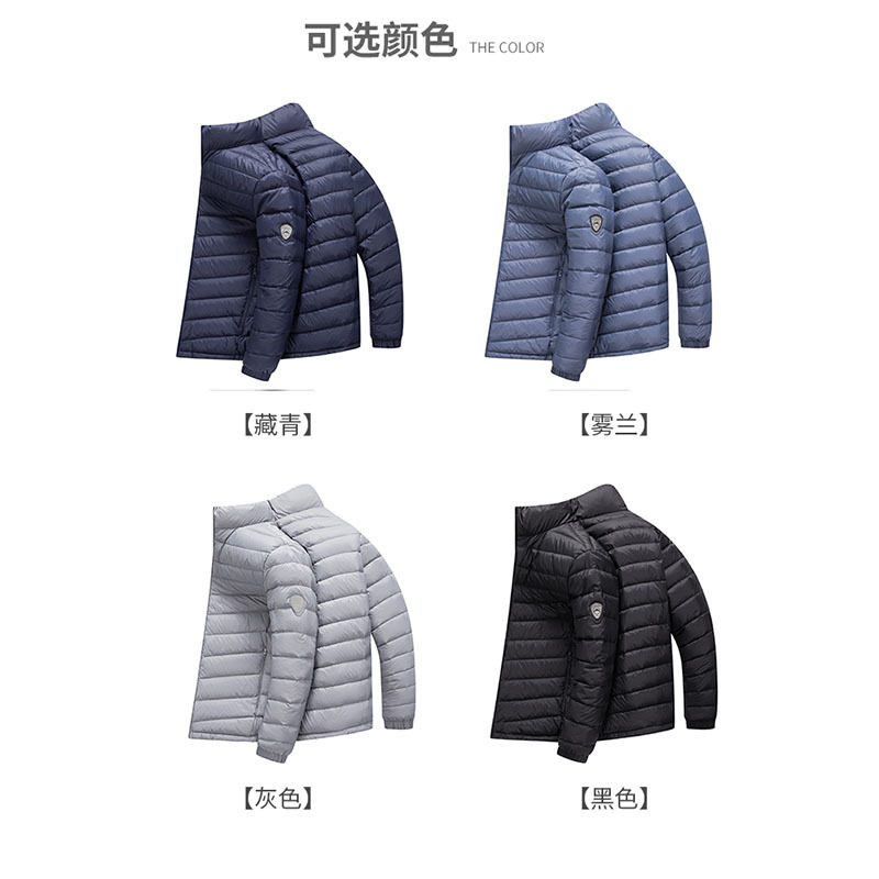 90% pato blanco abajo chaqueta soporte collar nuevo estilo moda delgada manga larga chaqueta con forro logo se puede imprimir