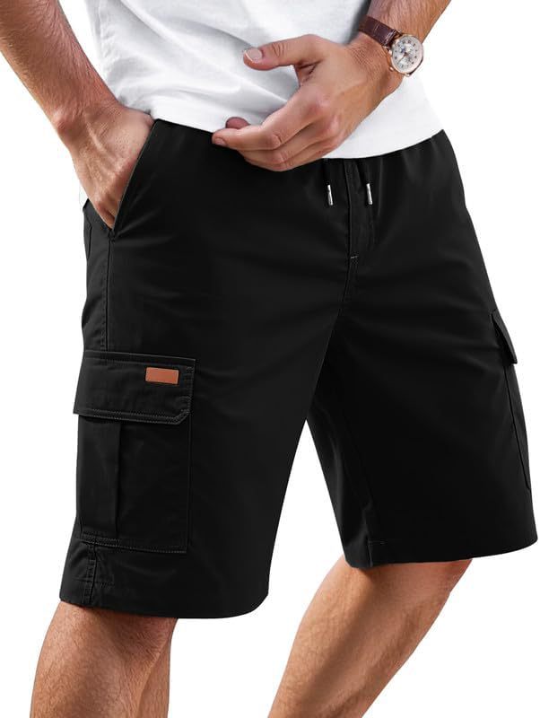 Mens Loose Fit Casual Summer Shorts Solid Colour Five Point Pants_voghion.com