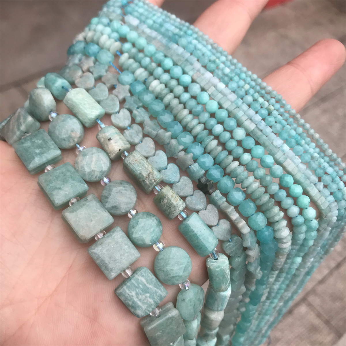 Center-Drilled Drill Orientation Smooth, Faceted Embellishment Amazonite Stone Type A String Diameter 10mm Diameter 3mm Diameter 4mm Natural Stone Amazonite Irregular Geometric Smooth Faceted Jewelry Accessories Beads