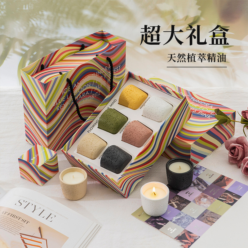 Niche Scented Candle Gift Box Set for Girls, Home Indoor Butter Lamp, Smokeless Fragrance Ornament, High-End