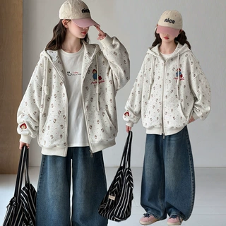 女童外套秋季2026新款洋气宽松儿童卫衣连帽上衣女大童春秋装开衫