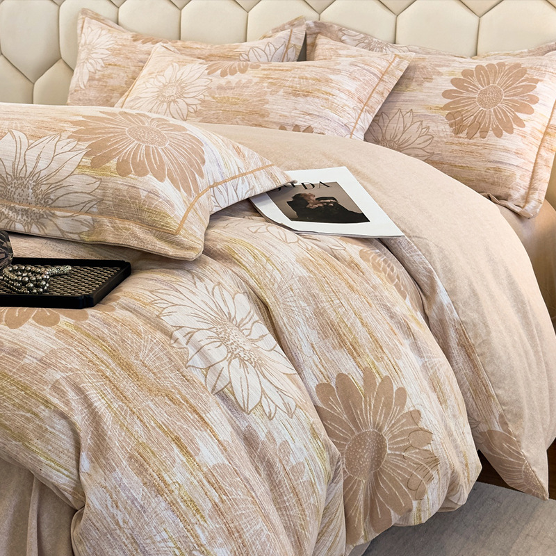 Cama de molido simple conjunto de cuatro piezas 2025 nuevo invierno engrosado sábanas cubierta de cama de algodón puro