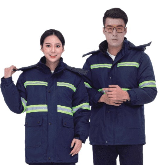 Sanidad ambiental tira reflectante invierno ropa de algodón limpiador chaqueta de algodón de limpieza ropa de algodón de protección laboral chaqueta de trabajo mantenimiento de carretera