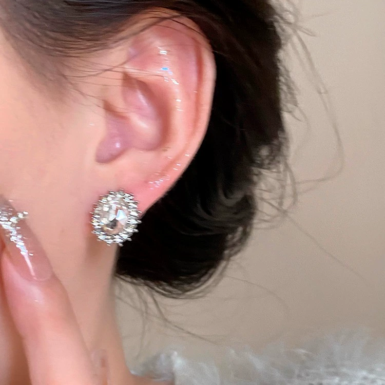 Earrings with zircon, high-quality style
