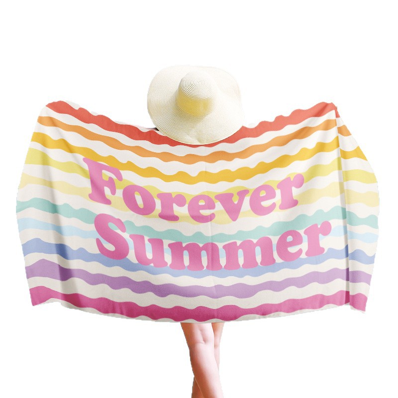 Toallas de baño de secado rápido transfronterizas, toallas de playa, toallas de capa portátiles y portátiles, toallas de baño impresas y absorbentes, personalización térmica al por mayor