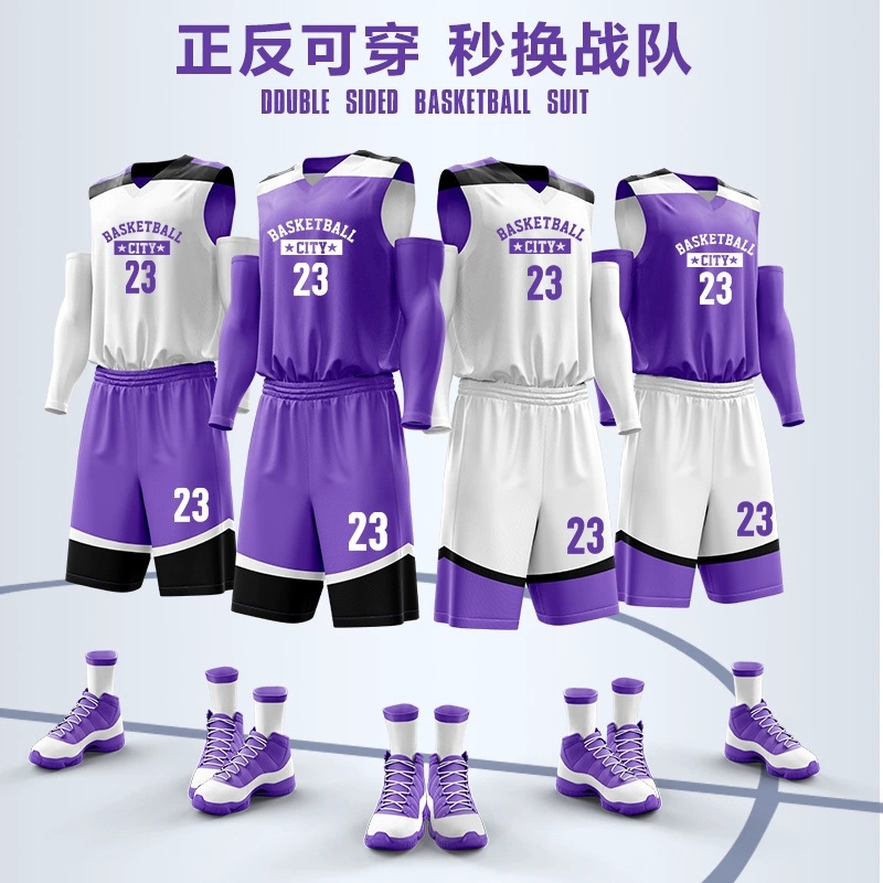 Трикотаж мужской двухсторонний баскетбольный костюм с печатной печатной формой для взрослых