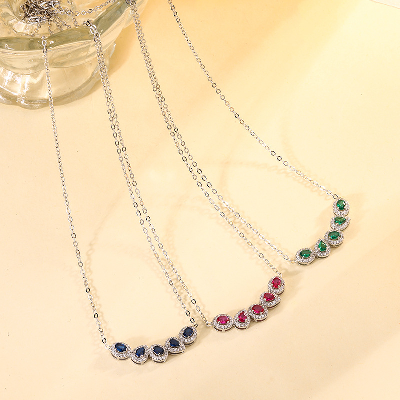 Joyas de Zhuang Shengsheng con fondo de cobre chapado en oro versión coreana ins tendencia simulación corindón diseño de nicho collar colgante 3*4