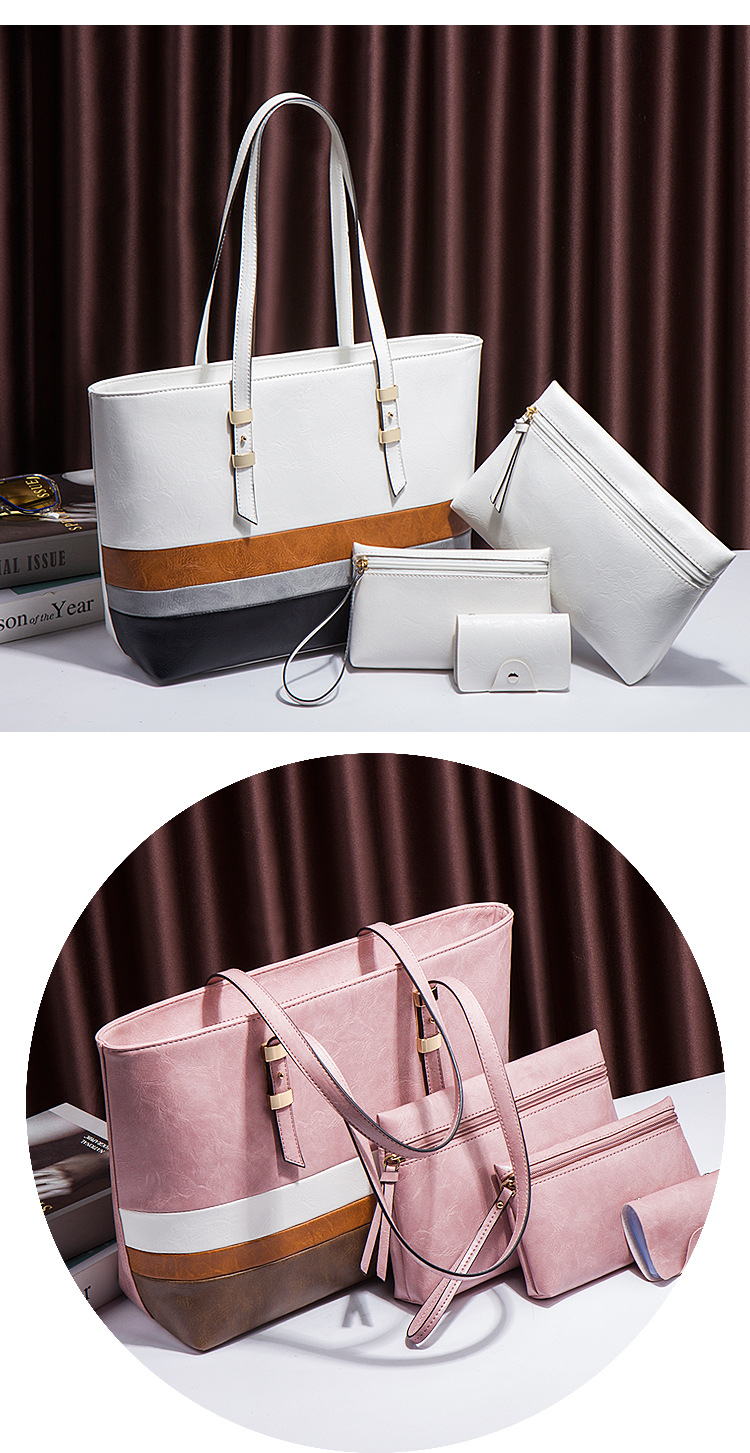 Women's Medium All Seasons Pu Leather Color Block Fashion Square Zipper Bag Sets display picture 2