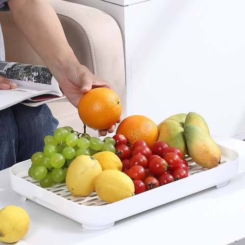 Drainage Tray Double Layer Plastic Tea Tray Tea Table Fruit Water Cup Stand Rectangular Creative Home Use Bathroom Storage Rack