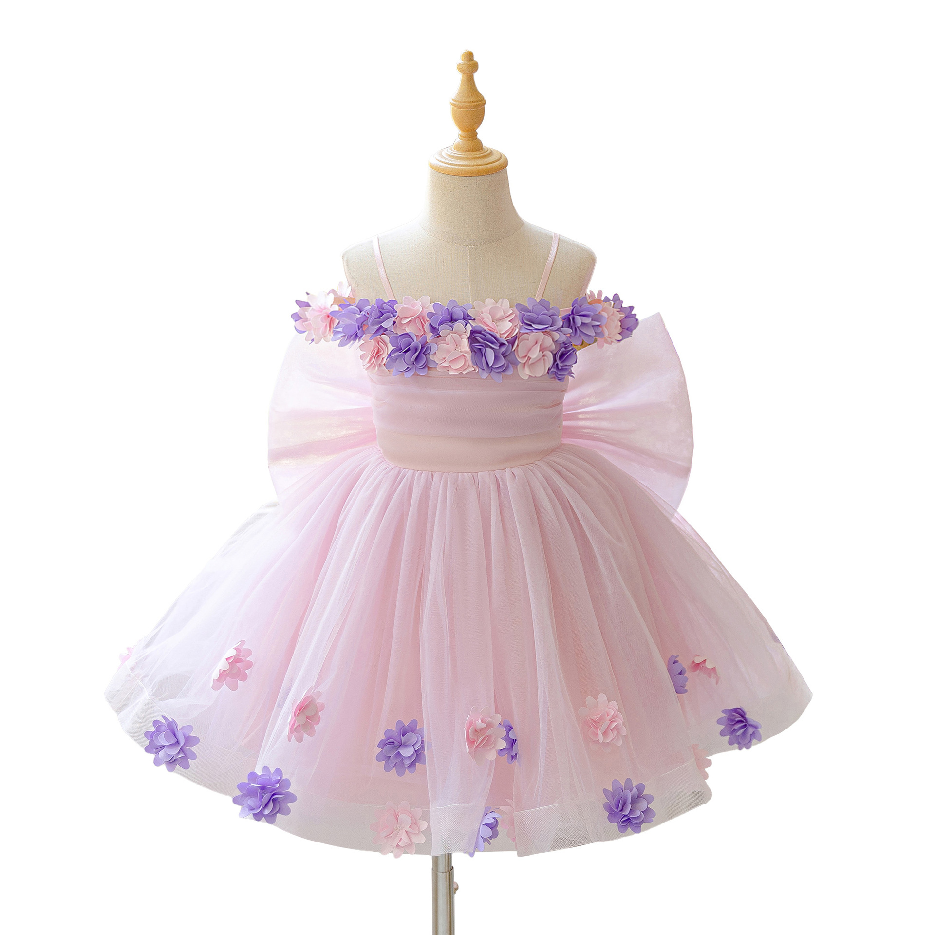 Europa y los Estados Unidos nuevos vestidos de flores tridimensionales de malla gran arco de mariposa con pantalón de ropa de desfile para niños de mediana edad image 5