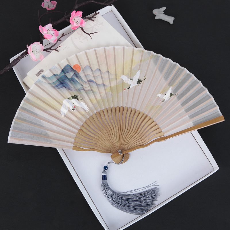 Silk Yitang men's folding fan Chinese fan carving silk large silk…