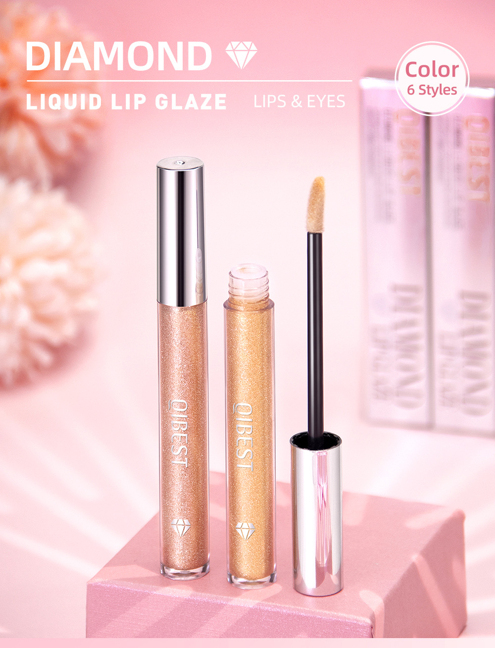 carina QIBEST Liquid Lipstick eye shadow Dual purpose Makeup Durable easy to apply Pearlescent and bright without touching the_voghion.com