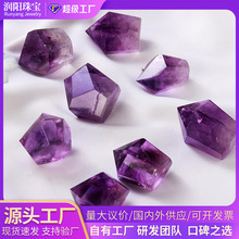 天然紫水晶单尖柱巴西紫水晶蛋糕塔形六面柱子能量消磁石工厂批发