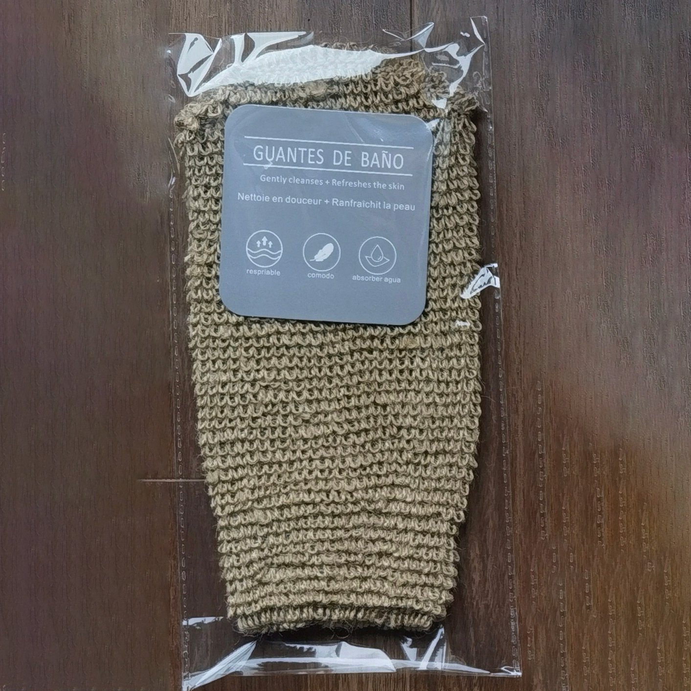 En stock Cáñamo guantes de baño Toalla de baño frotar mochila guantes de lavado de dedos cepillo de baño cubierta de barro frotar Toalla de la espalda