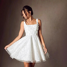 外贸轻婚纱短款小个子新娘结婚晚礼服法式轻奢新款亚马逊订婚礼服