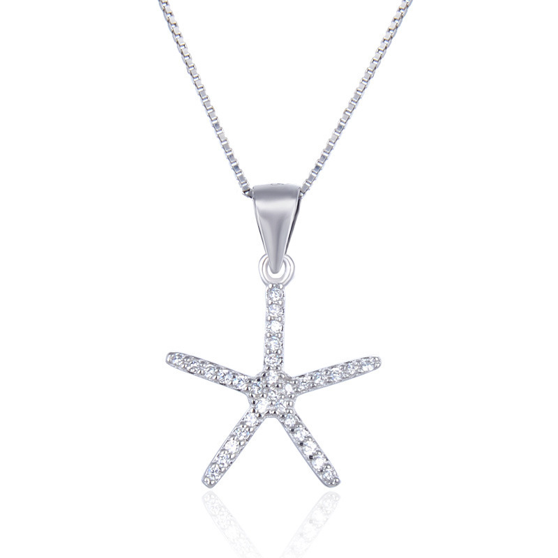 S925 plata esterlina con diamantes colgante de estrella de mar femenina minimalista nicho de moda sensación de diseño ligero colgante de lujo suministro transfronterizo al por mayor