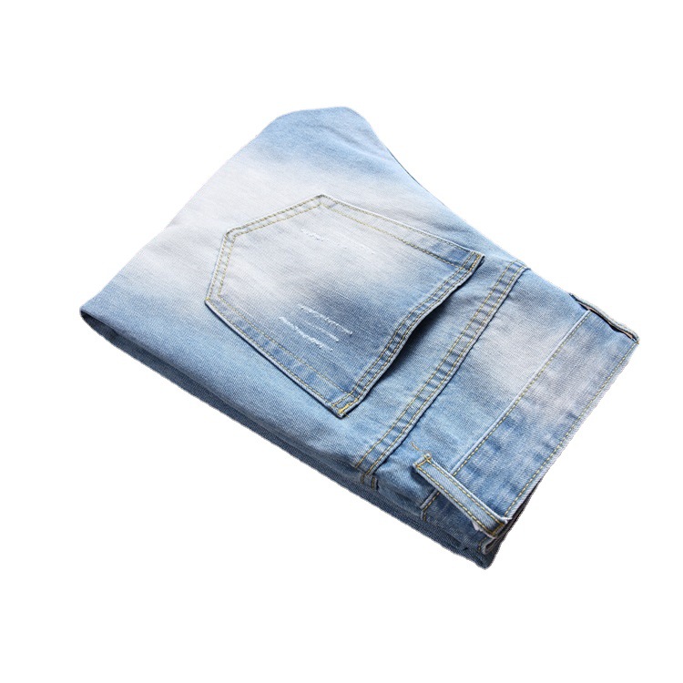 Herren Neue Broken Hole Jeans Mode in der Taille Gerade Slim Denim Hose_voghion.com