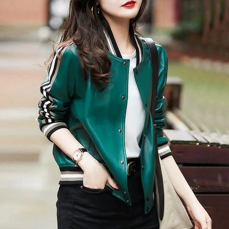 Green baseball short jacket, Aliexpress, fitted
