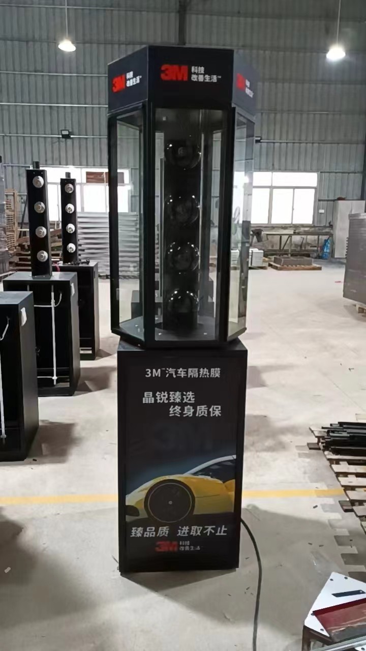汽车太阳膜展柜   六面旋转隔热膜测试展架  紫外线测试展架