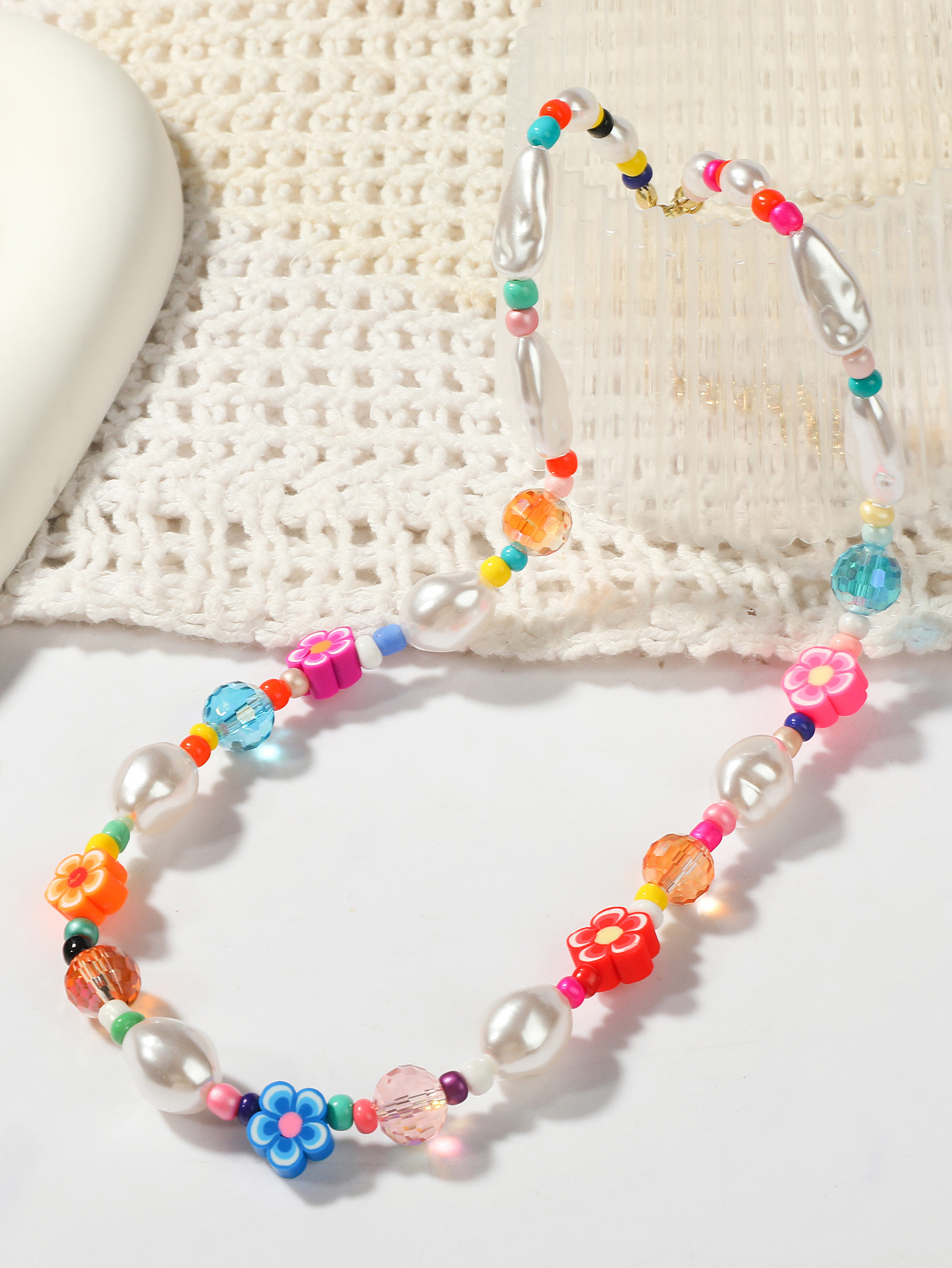 Pearl And Mixed Bead Necklace For Women Niche Coral Design_voghion.com