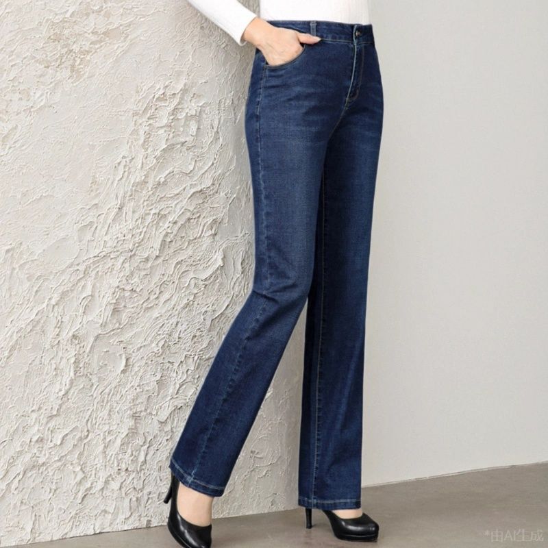 Elderly Women's Jeans 2026 Summer Thin Straight-Leg Pants Popular Long Pants for Middle-Aged Women