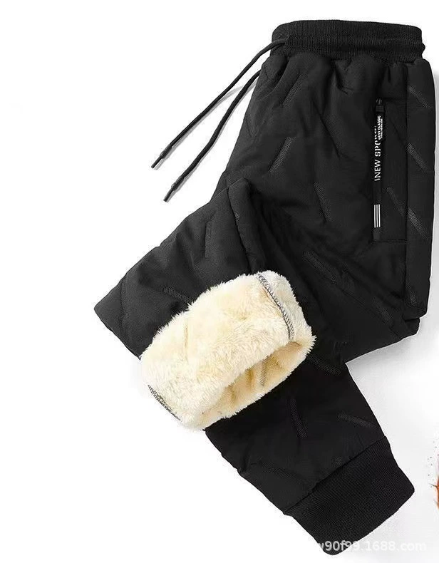 Зимние бархатные windproof утепляющие брюки, оверсайз, свободный прямой крой