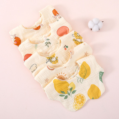 婴儿口水巾全棉皱布花瓣围嘴宝宝口水兜婴幼儿巾饭兜纯棉防水