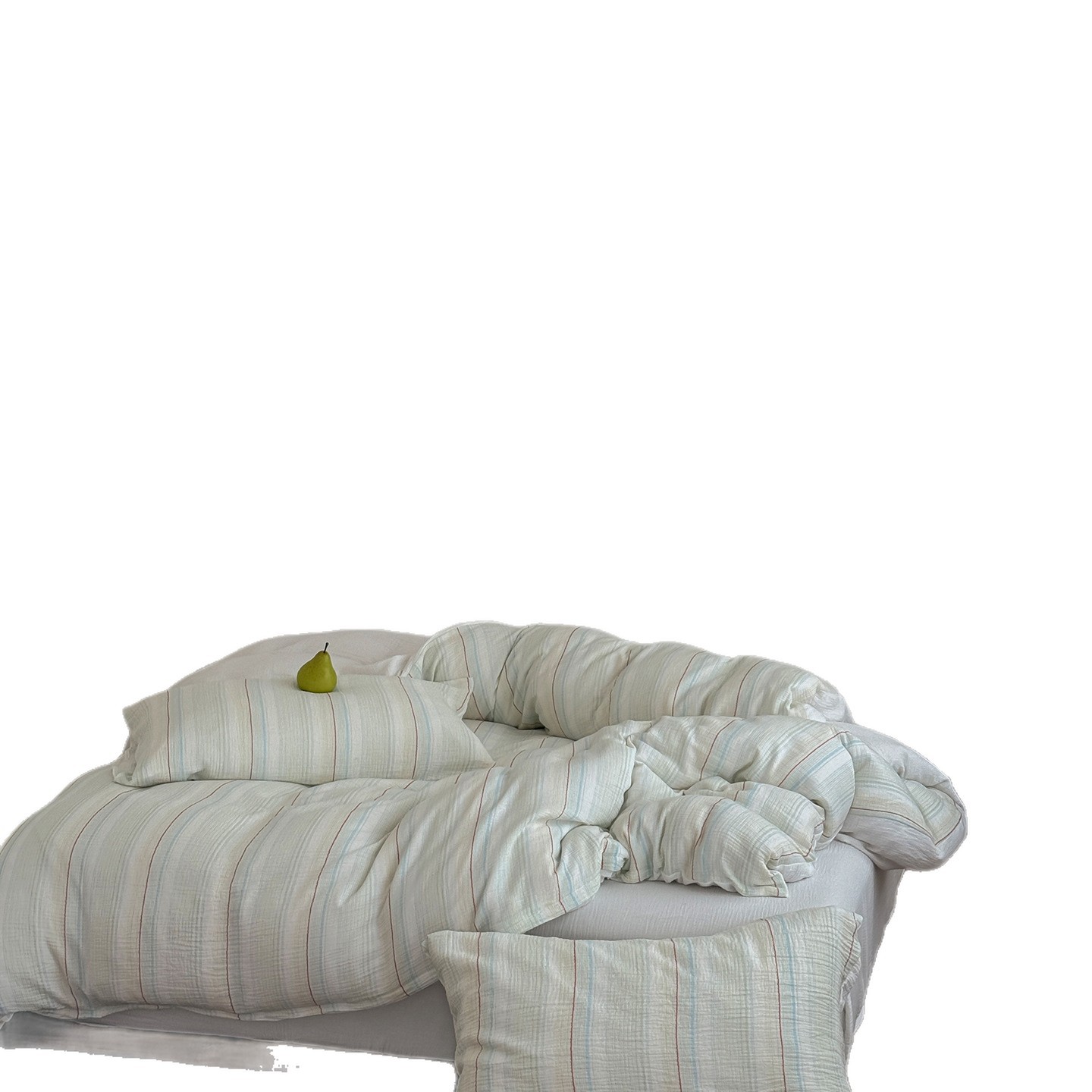 Pure Cotton Striped Bedding Set, Super Soft Double Layer Yarn_voghion.com