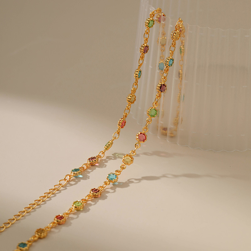 Fashion Round Copper Inlaid Zircon Necklace