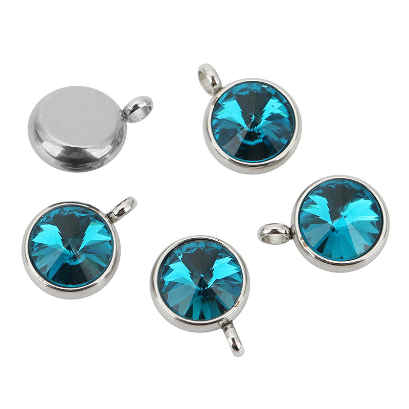 1 Piece Diameter 10mm 304 Stainless Steel Zircon Geometric Pendant display picture 4