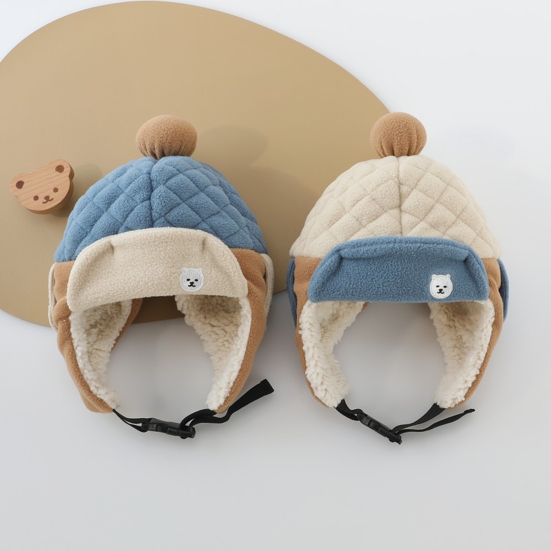 Sombrero para bebés otoño y invierno de moda coreana para bebés pequeños con gorras de lana para niños calientes de invierno gorras de protección contra el viento