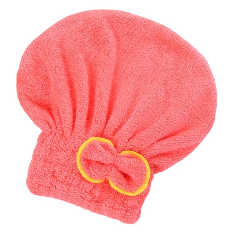 Women's Quick-Drying Hair Towel with Bow, Easy to Dry, Thickened Coral Fleece, Cross-Border Labeling, Dropshipping