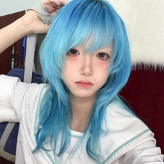 假发女齐刘海层次直发人鱼蓝鲻鱼头狼尾潮流自然亚文化整顶全头套