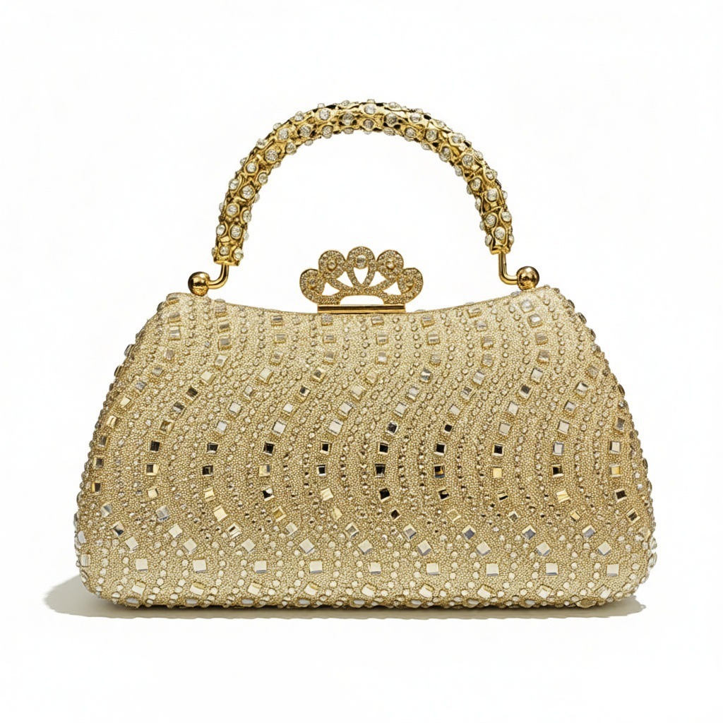Elegante Handtasche im europäischen und amerikanischen Stil mit Strasssteinen, perfekt für Abendkleider und elegante Abendgarderobe._voghion.com